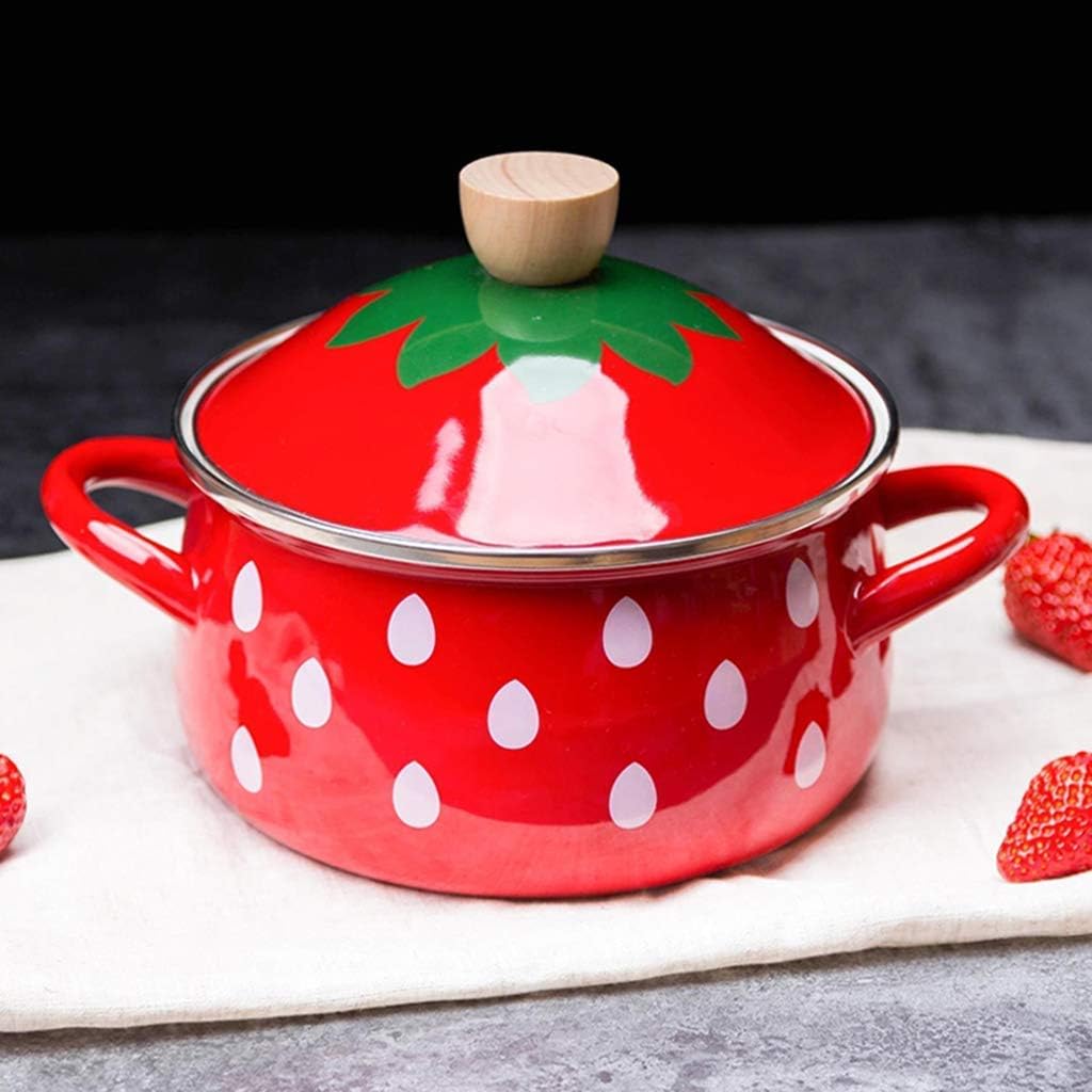Enamel Milk Pot Non-Stick Pot Stone Coated Milk Pan Liquid Mini Butter Warmer with Wooden Handle for Baby Food Cooking W 14x15cm(6x6inch) (A 18.5x10cm(7x4inch))