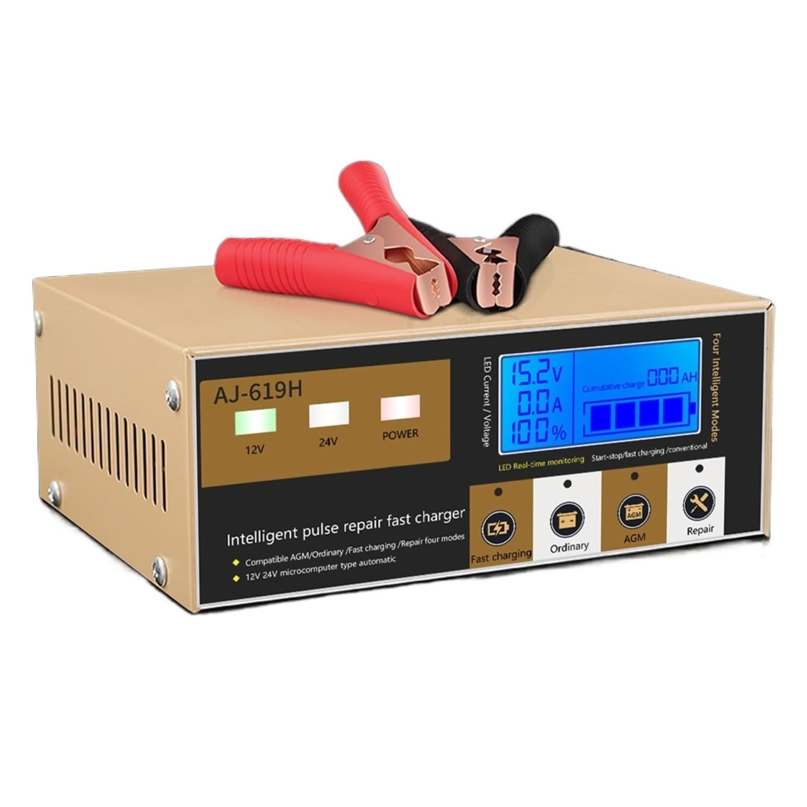 Caricabatteria For Auto In Metallo 12V / 24V All-in-one For Riparazione Di Impulsi Intelligenti For Camion For Elettriche For Moto Ecc Facile Da Usare