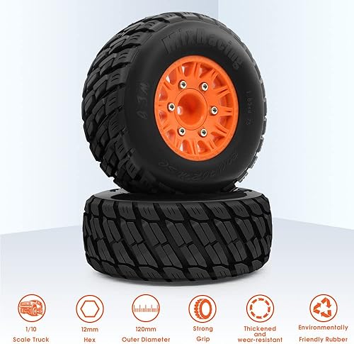 Miniatura 3 de GLOBACT Ruedas y neumáticos RC de 0.472 in y 0.551 in, neumáticos de carrera corta 1/10 RC para Arrma Senton Fury Slash Axial Redcat, repuesto