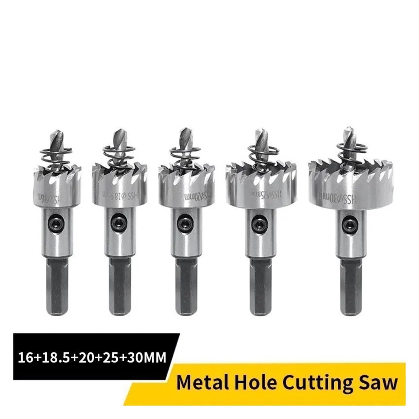 Compatible Con Meikela, Juego De 5 Brocas HSS Con Punta De Carburo For Taladrar Metal Y Madera, Herramienta For Instalar Cerraduras (16/18,5/20/25/30 Mm).(5Pcs(16-30mm))