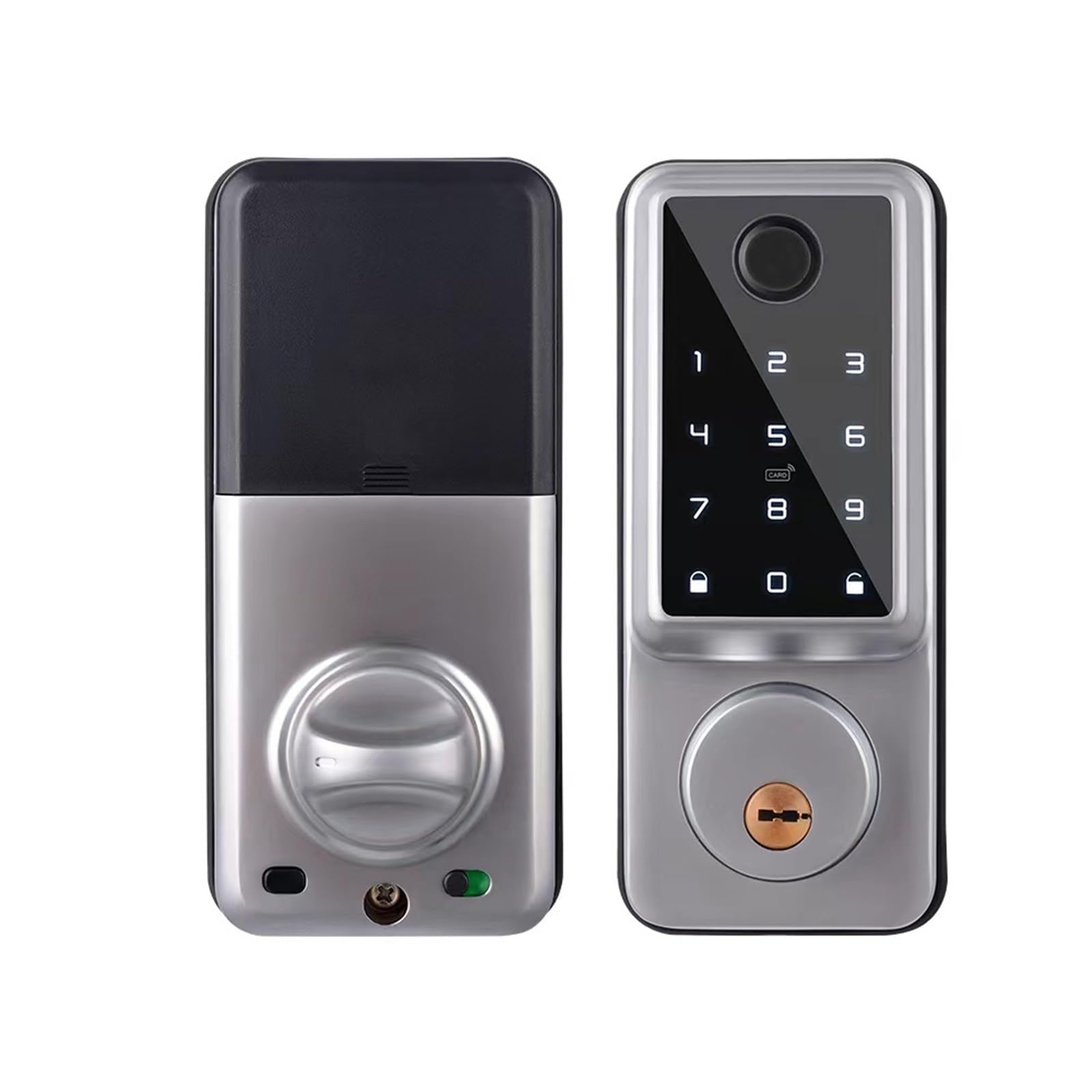 Smart Door Lock, Waterproof Smart Deadbolt Locks for Home Bluetooth App Biometric Fingerprint Digital Keypad Entry Door Lock(Silver)
