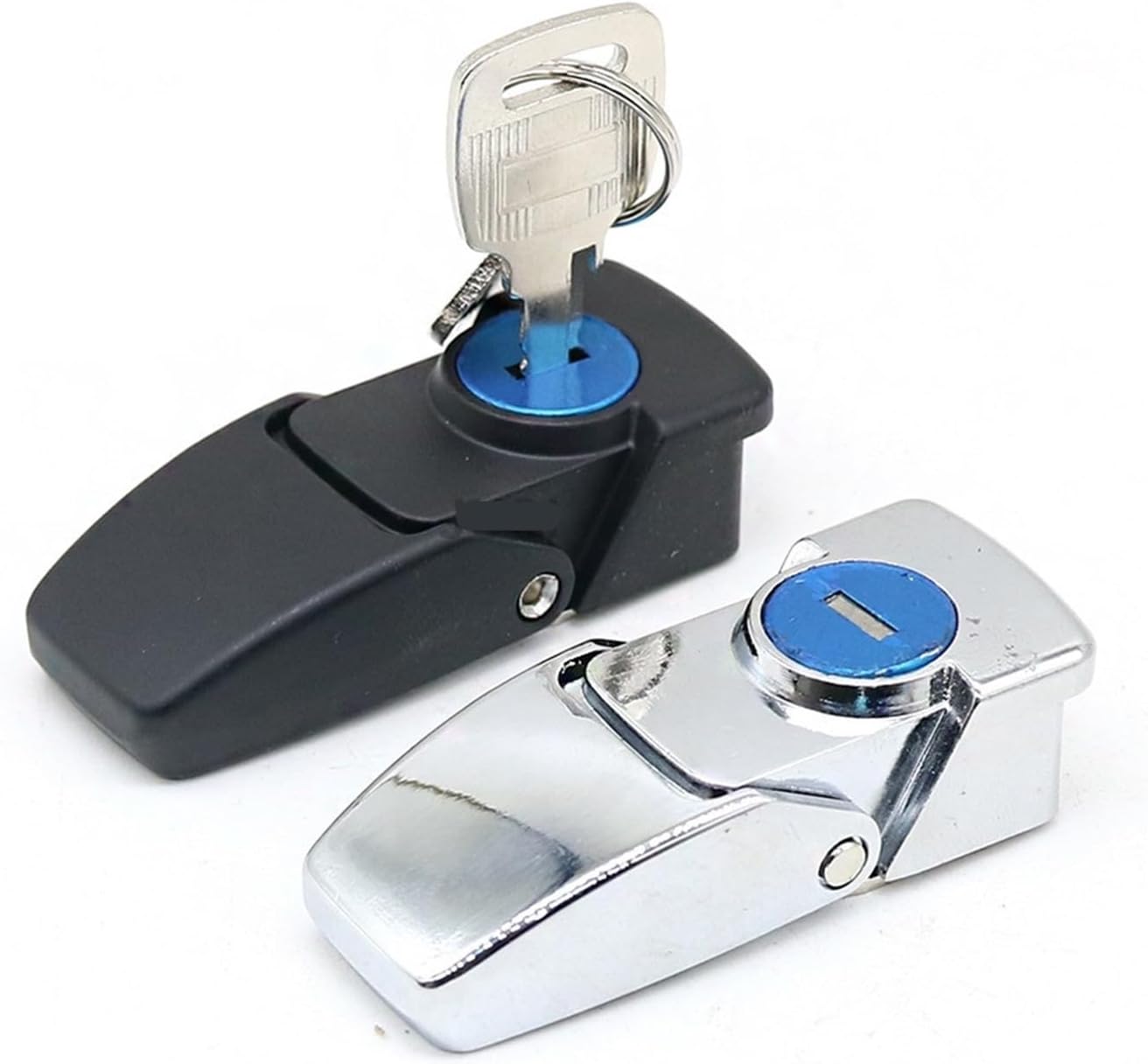 DK604 Buckle Lock Mechanical Box Distribution Cabinet Door Lock Hidden Small Square Lock Double Key Safety Toggle Lock 1Pcs(Black keyless)