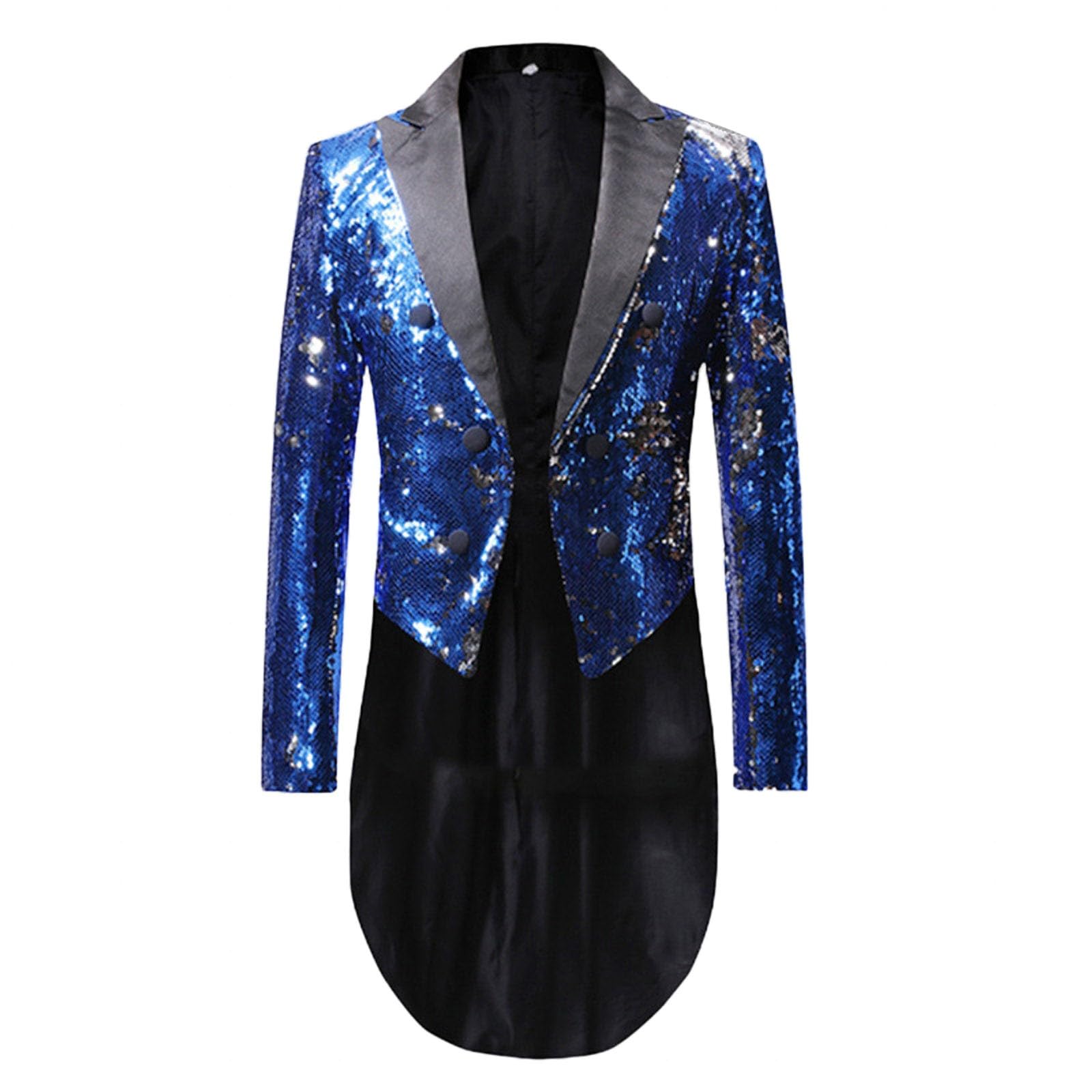 Giacca con paillette, da uomo con brillantini, lucida, slim fit, casual, moderna, con un bottone, per la primavera, l'autunno, il tempo libero, per matrimoni e affari, Vino, XL