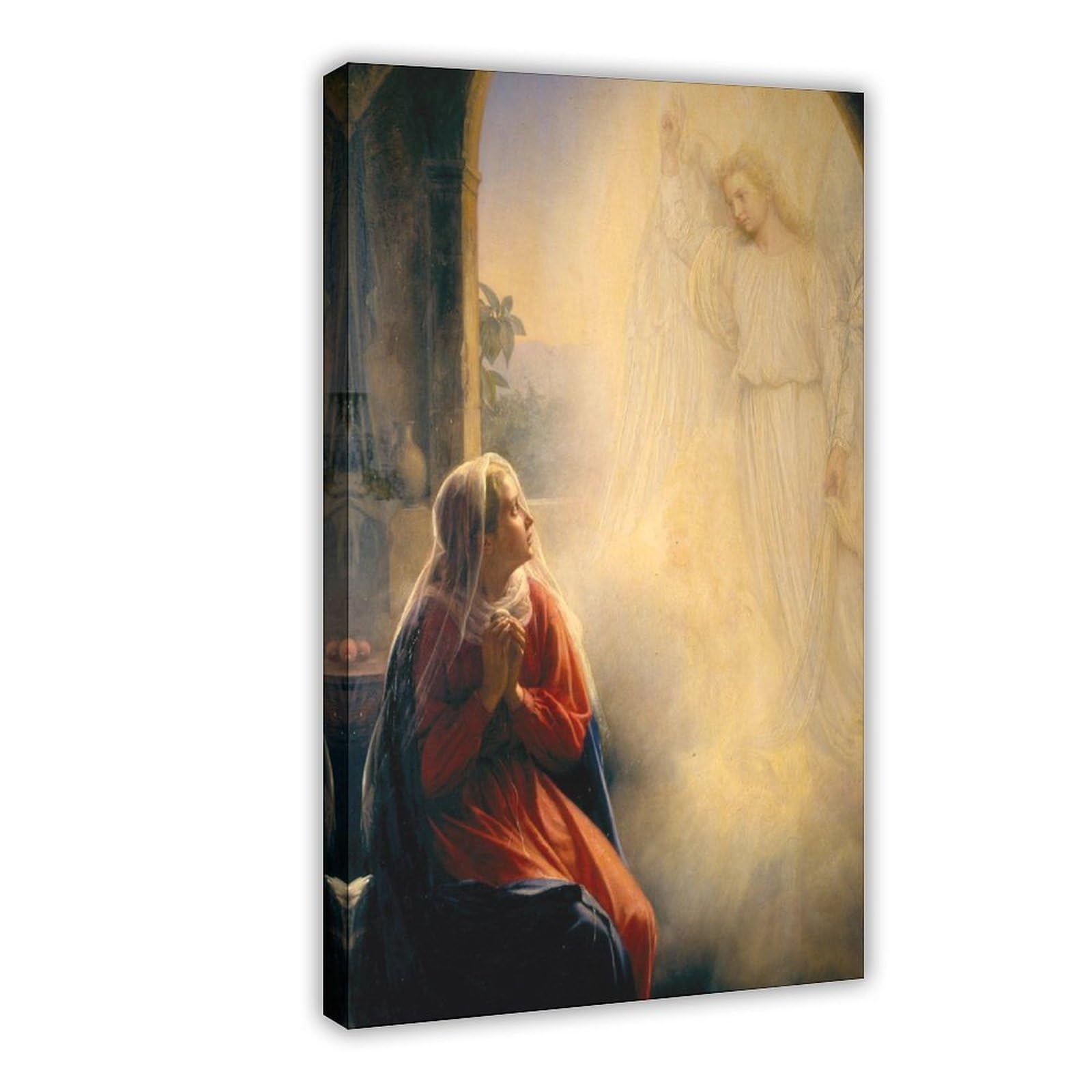 WCYB Carl Heinrich Bloch - The Annunciation Posters Prints Canvas Deco Paintings Wall Art Hangable Frame 12" L X 18" W