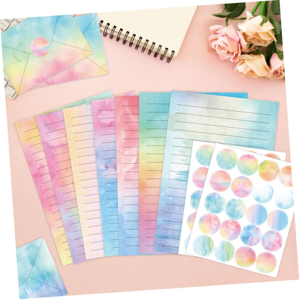 1 Satz Wasserfarben Briefpapier Set mit Kreatives Umschlag und Schreibpapier Set für Einladungen Danksagungen Liebesbriefe und