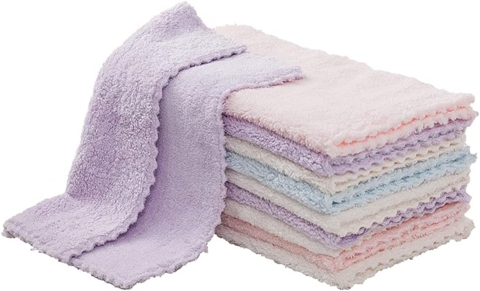 10pcs Mixed Color Cleaning Cloth Washing Dishs Kitchen Supplies Side Absorbent Dishcloth Soft Tool