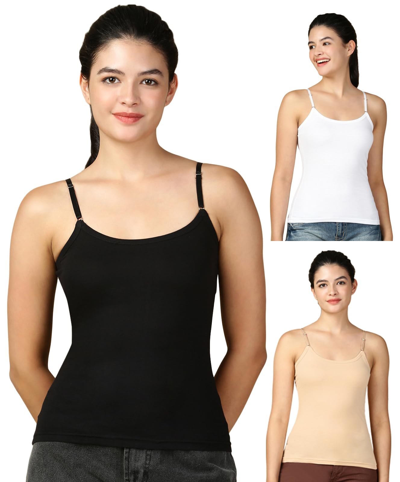 Premium Cotton Regular Fit Camisole for Women - Pack of 3