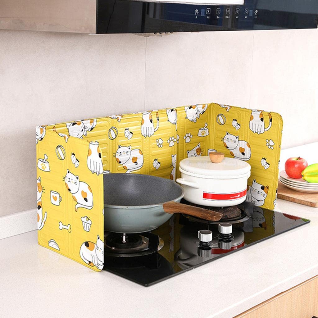 COMBR Aluminum Foil Board Oil Splash Guard Kitchen Gadgets for Cooktop Accessories Yellow-image-45