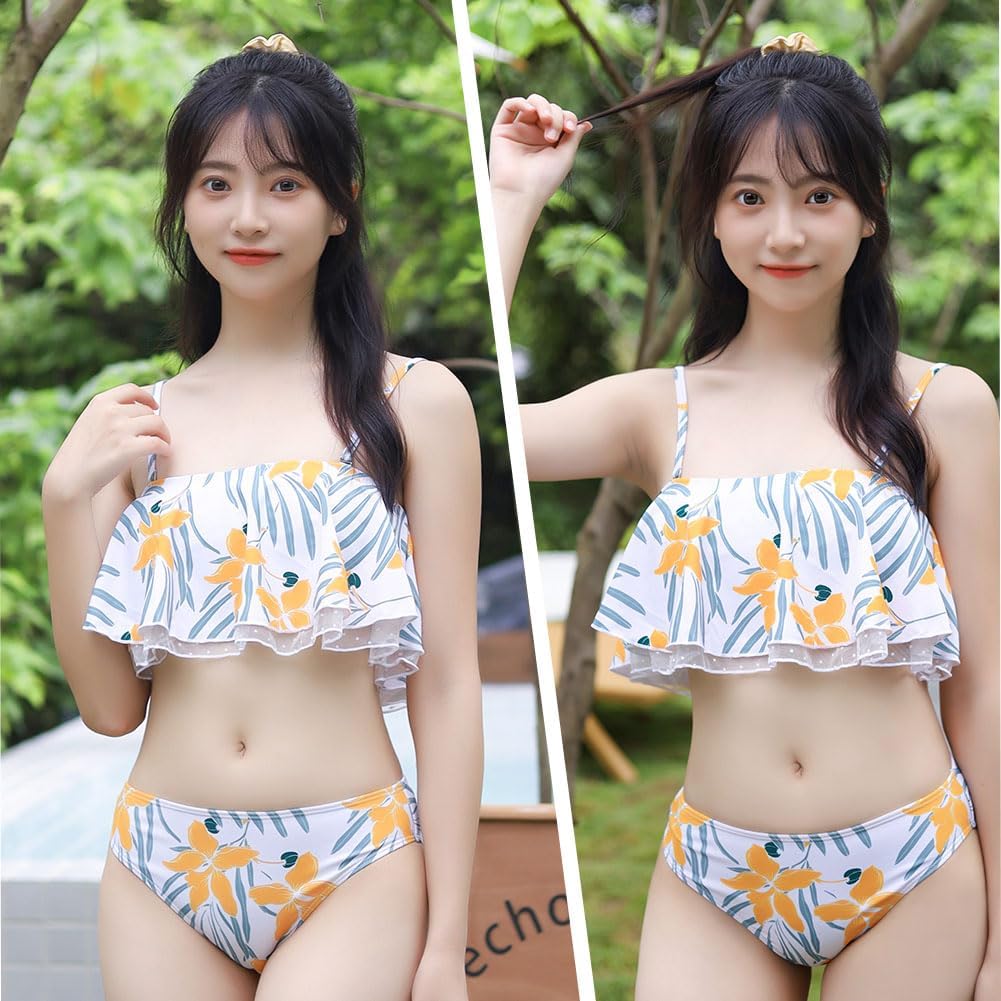 [TaoTech] ビキニ 水着 レディース 花柄 フリル レース 上下2点セット ビキニセット 女性用水着 海水浴 温泉 水泳