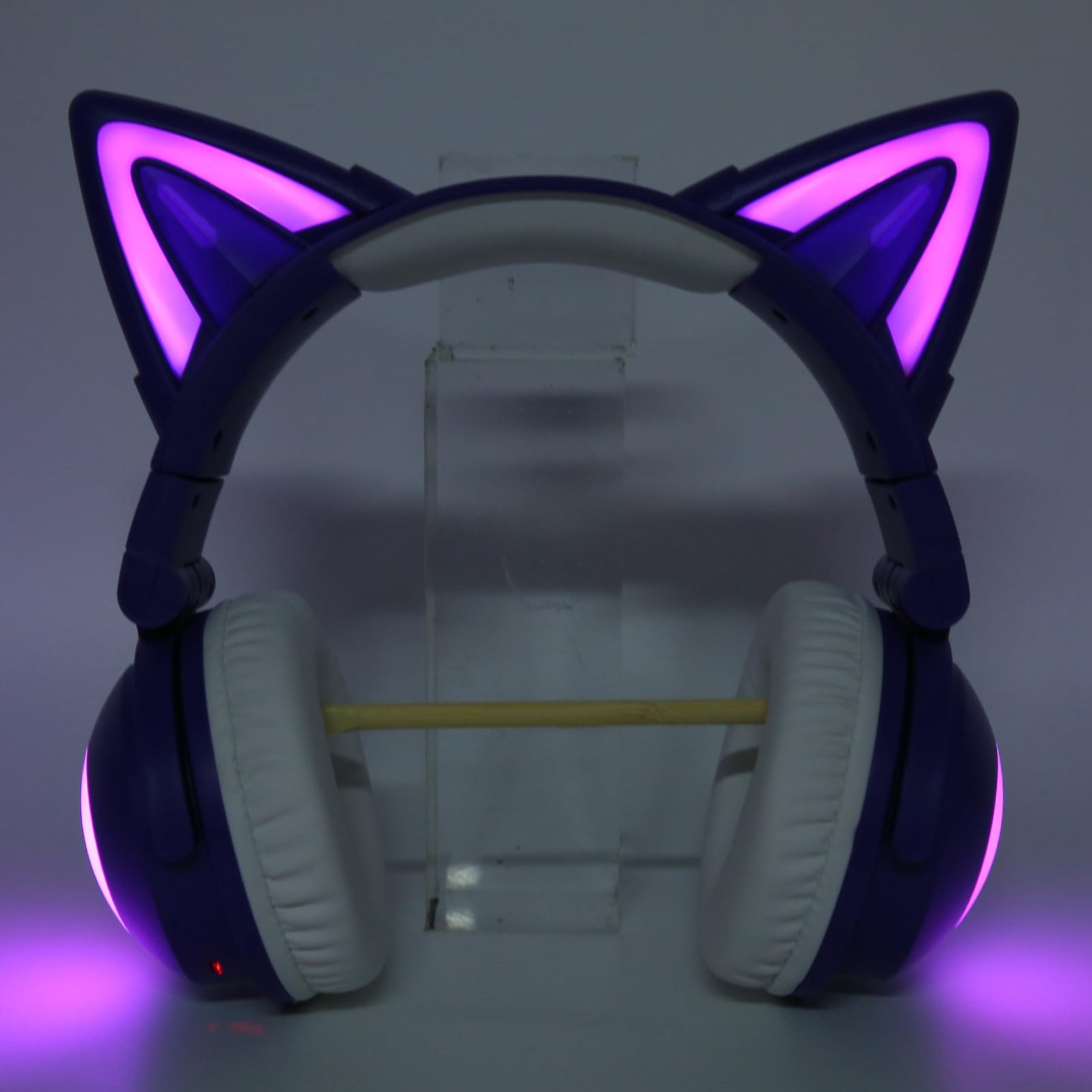 Asixxsix Cuffie Cat Ear, Cuffie da Gioco Stereo Bluetooth con Microfono Integrato e Luce LED RGB, Sovrauricolari per Cellulare Portatile, Archetto Regolabile (BLUE)