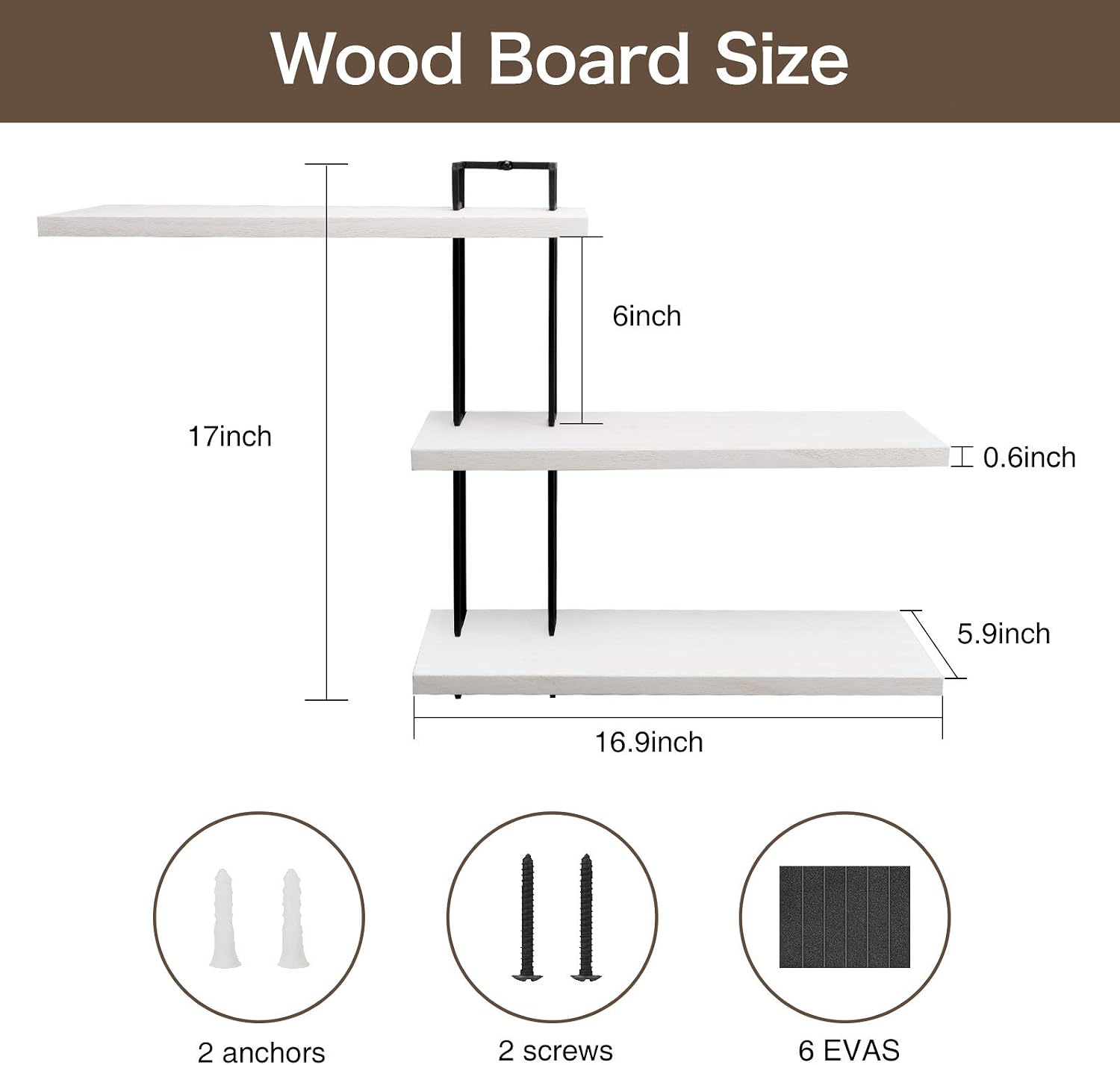 Emfogo Floating Shelves Wall Mounted Rustic Wood Wall Shelves, 3 Tier Floating Shelf for Decor and Storage at Bedroom, Living Room, Bathroom, Kitchen and More (Vintage White)