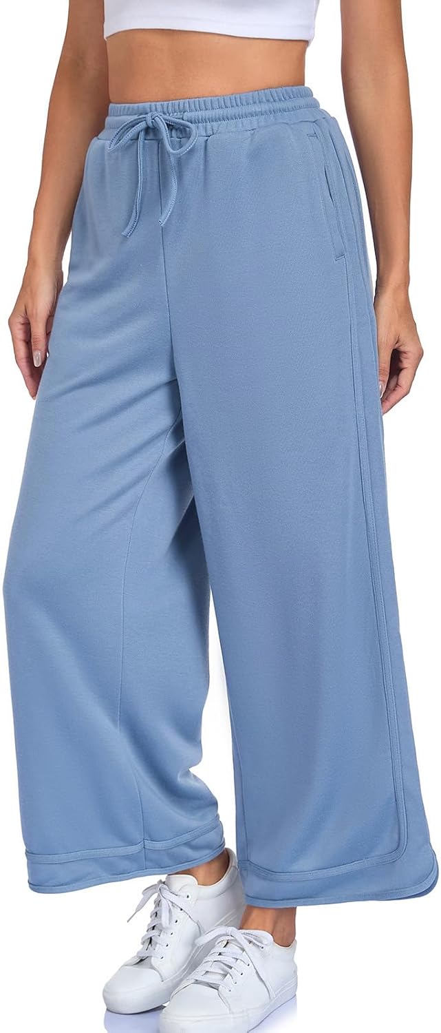 Women's Baggy Wide Leg Sweatpants High Waisted Palazzo Pants Casual Loose Drawstring Lounge Trousers with Pockets - Image 4