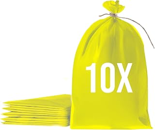 Bazko Sacos de arena para inundaciones para rellenar, 50 unidades, polipropileno de 50 x 80 cm, protección contra el agua, color amarillo, bolsa de jardín con cordel para un cierre cómodo y seguro,