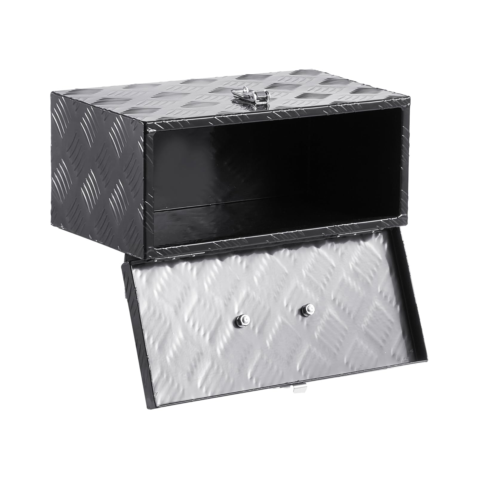 VEVOR Caja de Herramientas de Aluminio Resistente a Caja de Camioneta, con Diseño a Rayas, Asa Lateral y Superior, para Remolque, Camioneta, Autocaravana, 406 x 190 x 254 mm, Negro, Carga 20 kg