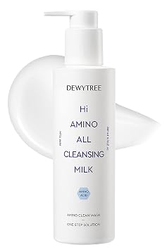 DEWYTREE Hi Amino All Cleansing Milk - Hydrating Facial Cleanser for Sensitive Skin | Amino Acid Face Lotion Oil Cleanser Korean Exfoliating Face Wash | Face Cleanser for Women & Men 6.76fl oz