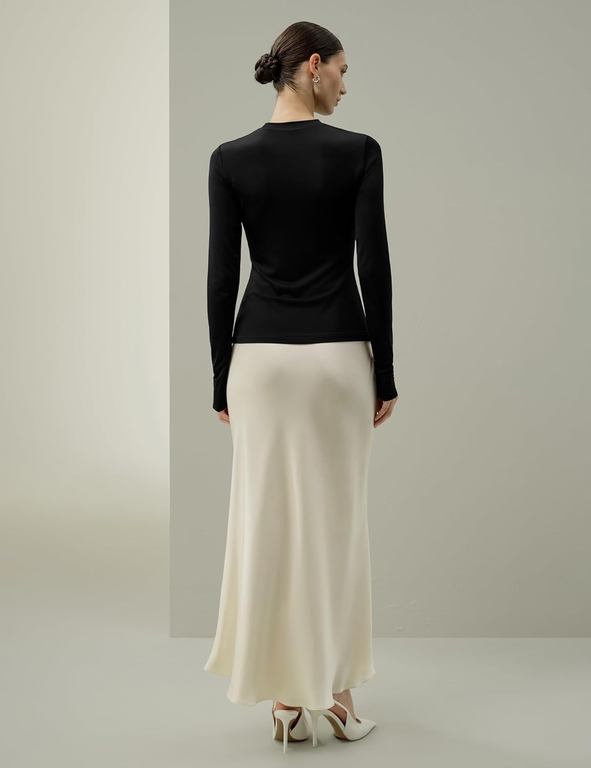 LilySilk Women Silk Breeze Jersey T-Shirt Long Sleeves Slim Fit Tee Ladies Soft and Stretch Round Neck - Image 3