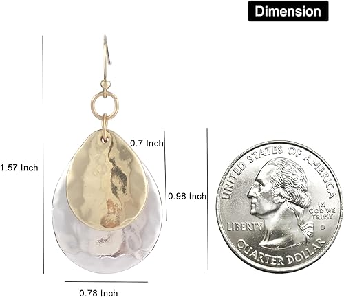 Miniatura 2 de Aretes colgantes de metal mixto de oro y plata para mujer, estilo vintage, dos tonos, bohemios, pequeños aretes colgantes
