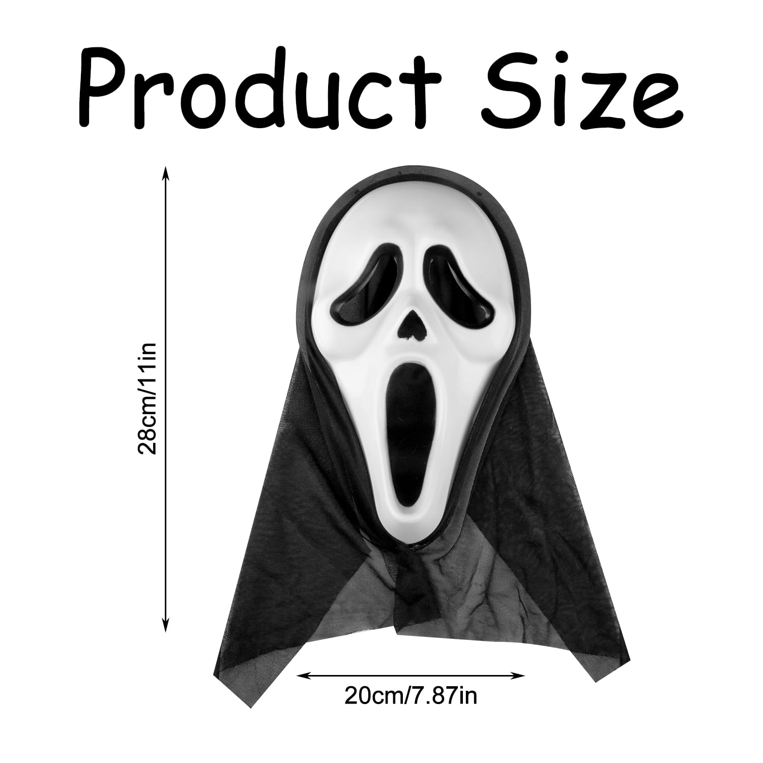 Rumyve Scary Ghost Face Mask - Halloween Scream Ghostface Mask for Cosplay & Party Decorations, 28*20cm - Image 2