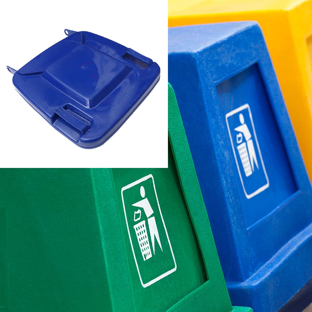 Baluue Accesorios para Celulares Square Trash Can Lid- Large Waste Bin Lid, Plastic Dustbin Accessories for Outdoor Garden Replacement (Blue,) Outdoor Trashcan