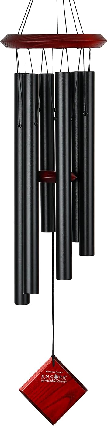 Woodstock Chimes Pluto Wind Chime for Outside 27" Black Small, Light Airy Sound for Outdoor Garden, Patio, Porch Decor, Encore Collection DCK27