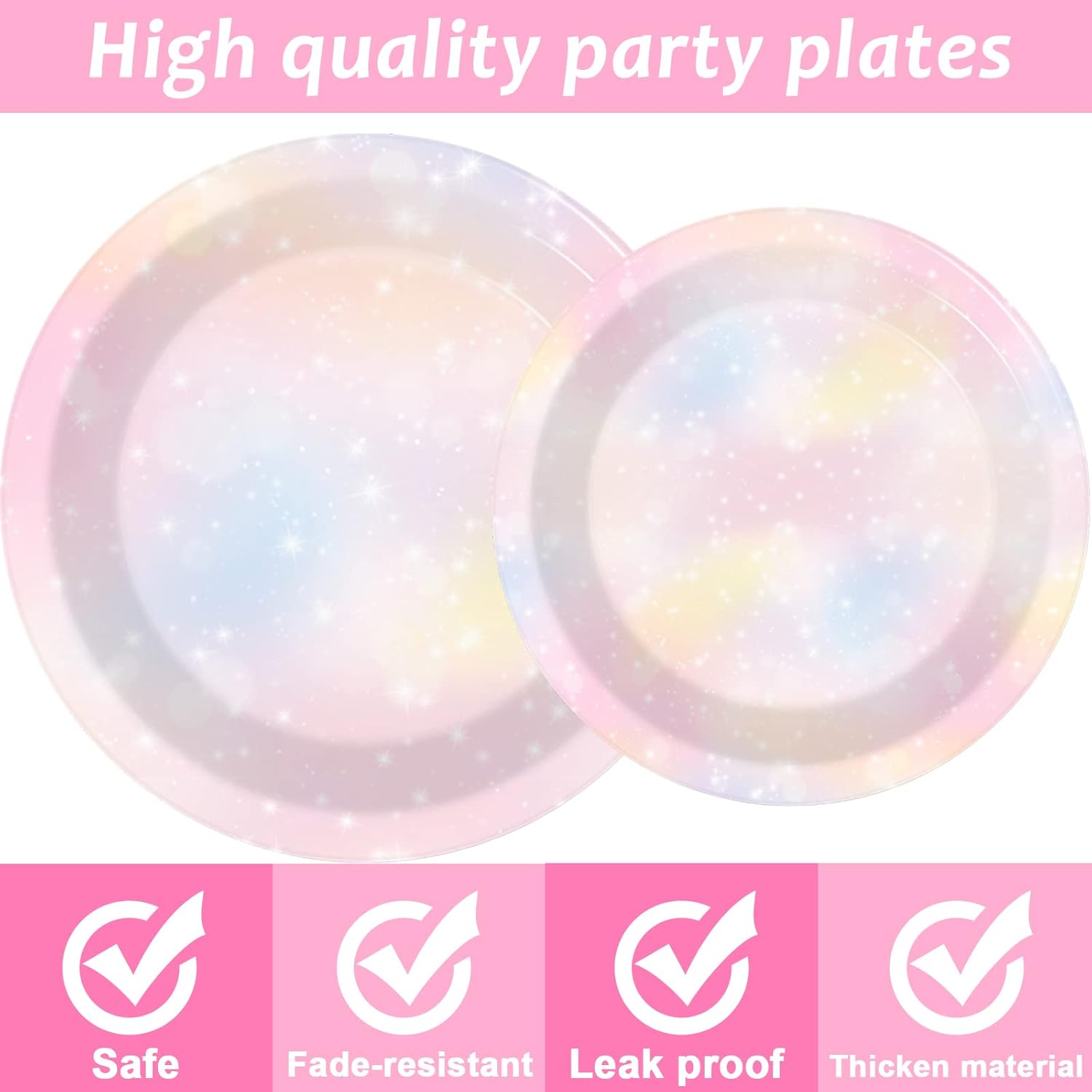 Tevxj 96PCS Pastel Rainbow Tableware Set Rainbow Birthday Dinnerware Disposable Plates Rainbow Cloud Party Plates Napkins Forks for Birthday Baby Shower Weddings Party Decorations Supplies 24 guests - Image 4