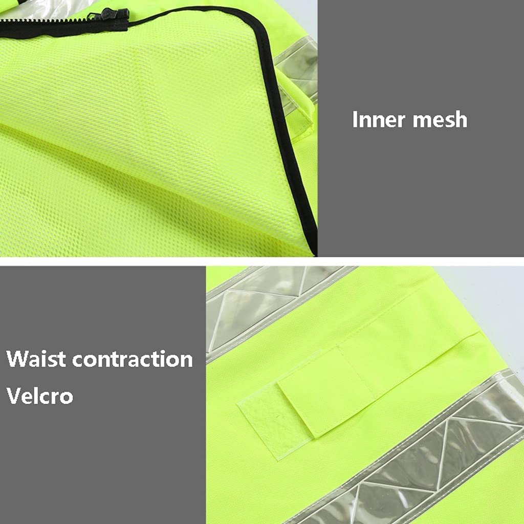 Chaleco de Seguridad Transpirable Ultraligero con Cremallera Frontal y Bolsillo Chaleco Reflectante de Alta Visibilidad para Trabajo Nocturno para Mujeres y Hombres