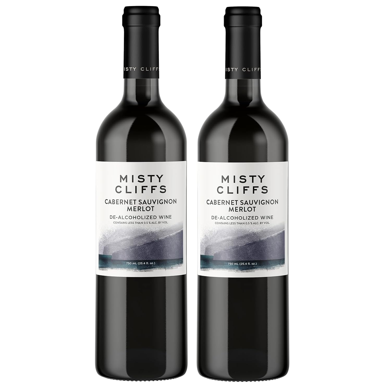 Misty Cliffs Non-Alcoholic Cabernet Sauvignon & Merlot - Premium Dealcoholized Red Wine from the Stellenbosch Region, South Africa | 2 PACK