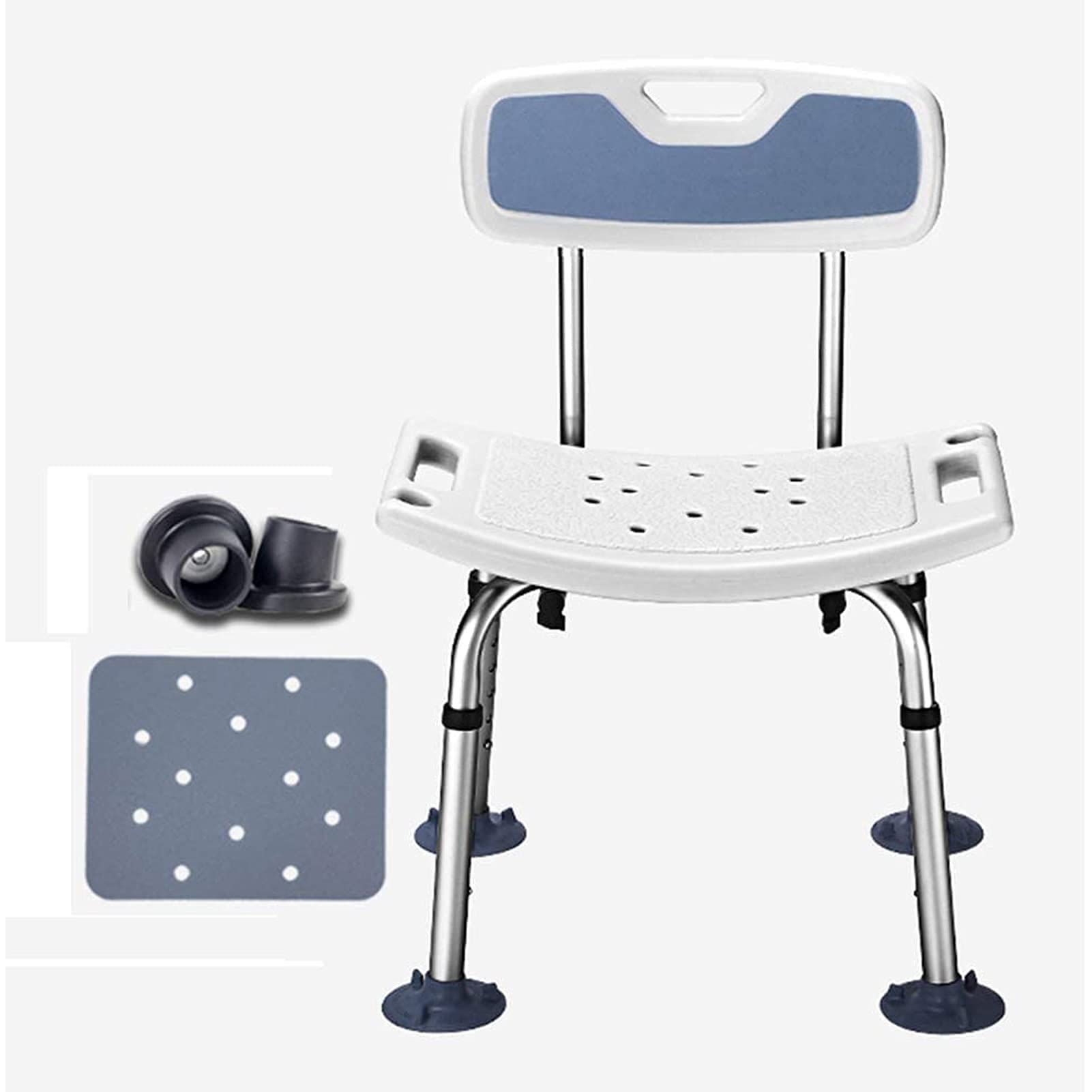 Tabouret de douche réglable avec bras et dossier ergonomique pour senior