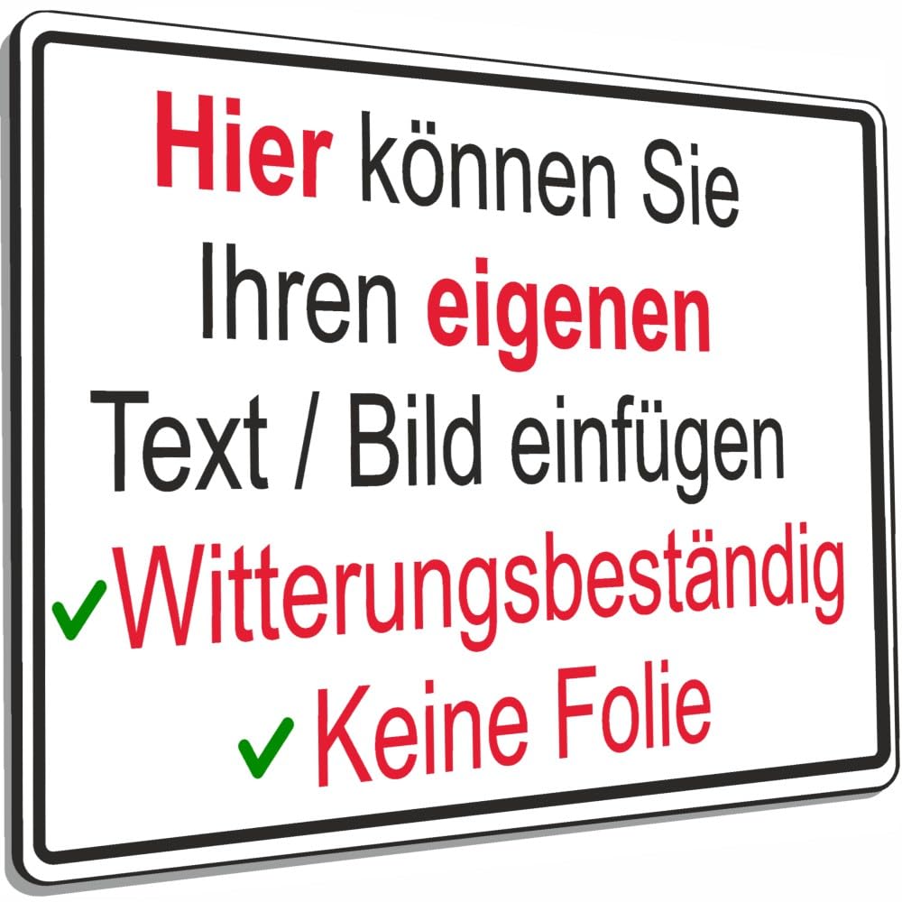 SCHILDER HIMMEL anpassbares Schild mit eigenem Text, Bild, Symbolen, Pfeilen, 7 Größen, wetterfestem Alu-Verbund oder Kunststoff für Innen, für Parken, Wegweiser, Pferde, Hunde, Firmenschilder