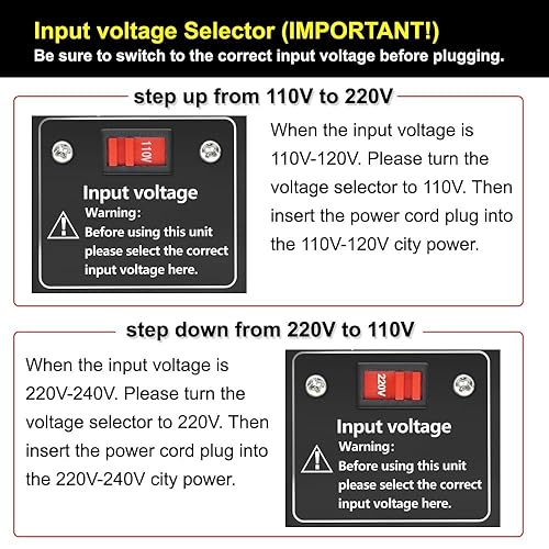 Miniatura 7 de Yinleader Convertidor de voltaje de 500 W, transformador de 110120 V a 220240 V, convertidor de paso de voltaje de 110 V a 220 V, 220 V a 110 V con