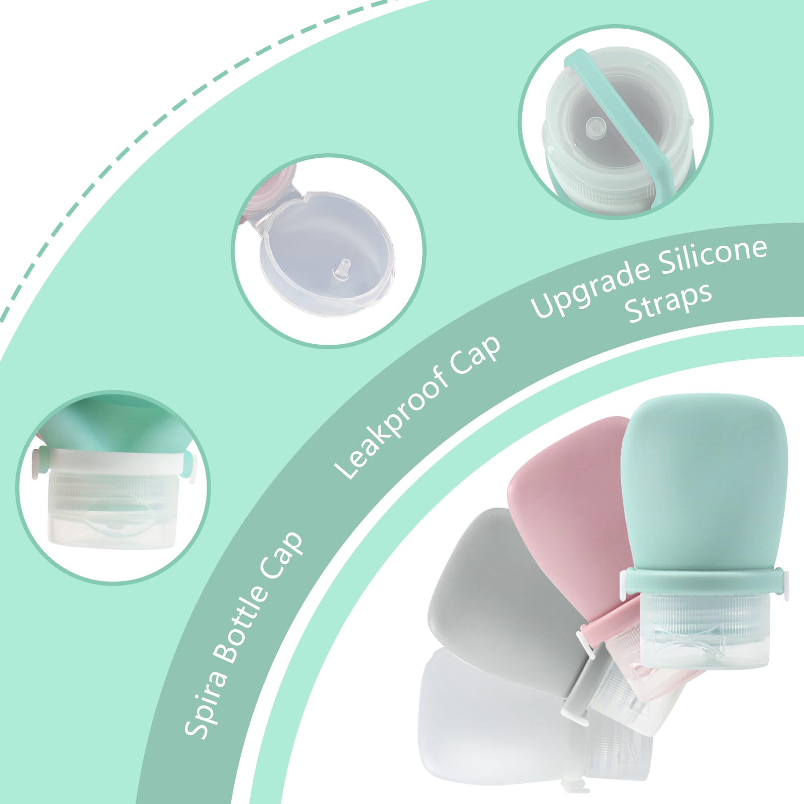 RILYSUN Silicone Travel Bottles Set for Toiletries Leak Proof Refillable Squeezable Containers - Image 4