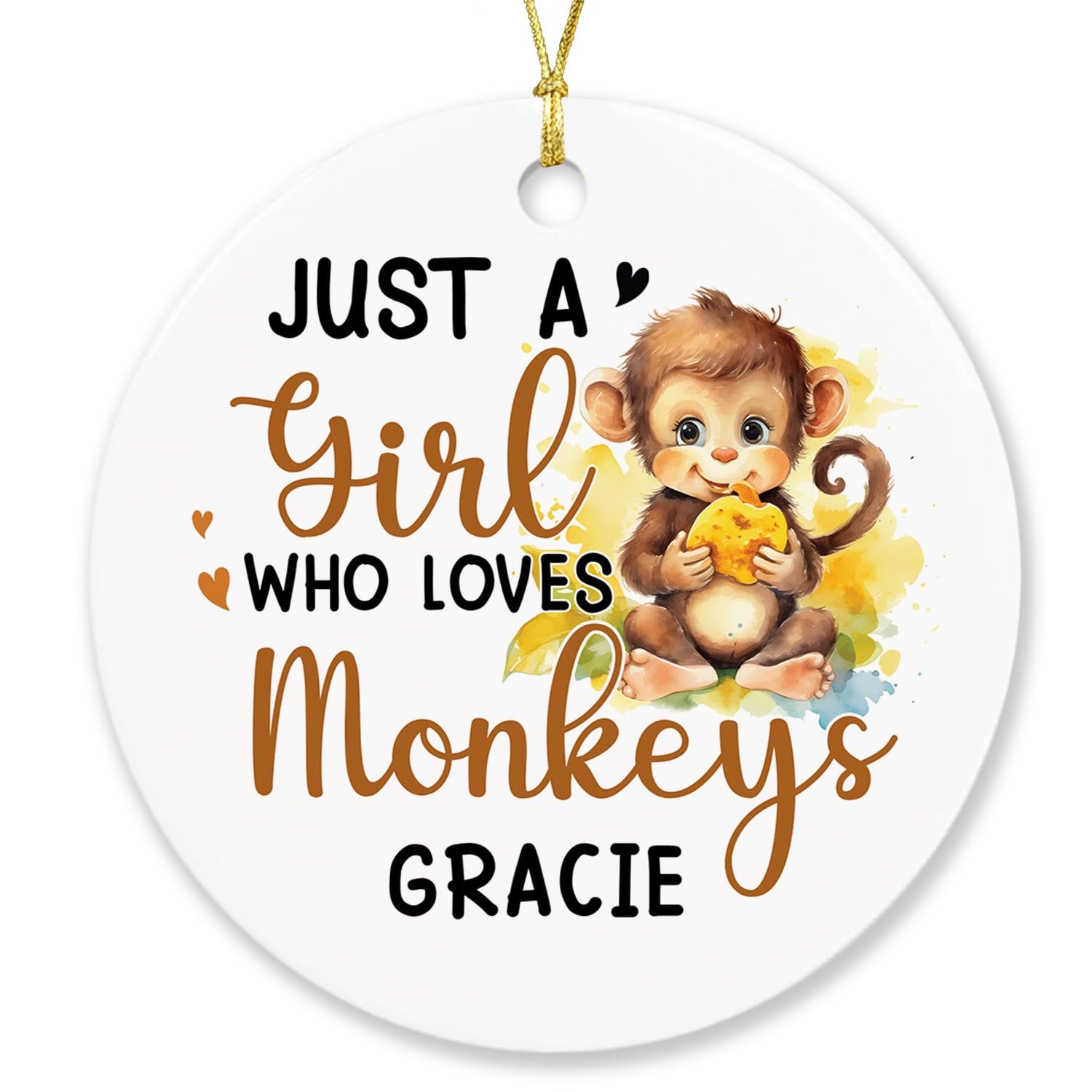 Custom Just A Girl Who Loves Monkeys Ornament Christmas 2025, Personalized Name Xmas Keepsake, Animal Lovers Gifts for Women, Hanging Christmas Tree Decor