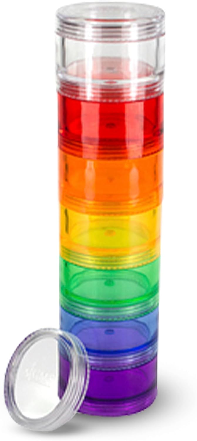 7 Day Medicine Pill Organizer – Stackable Pill Box – Fits Small Tablets & Vitamin Supplements, Keep Your Daily Medicine Organized in One Place – Medium – Rainbow