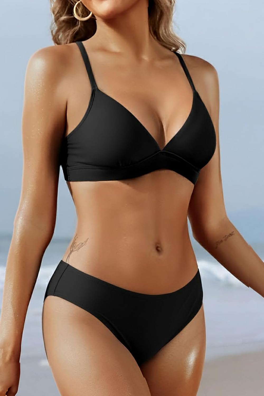 Yonique Womens Push Up Bikini Set - Two Piece Swimsuit V Neck Crisscross Back Bathing Suit 2025 Swimwear - Image 4