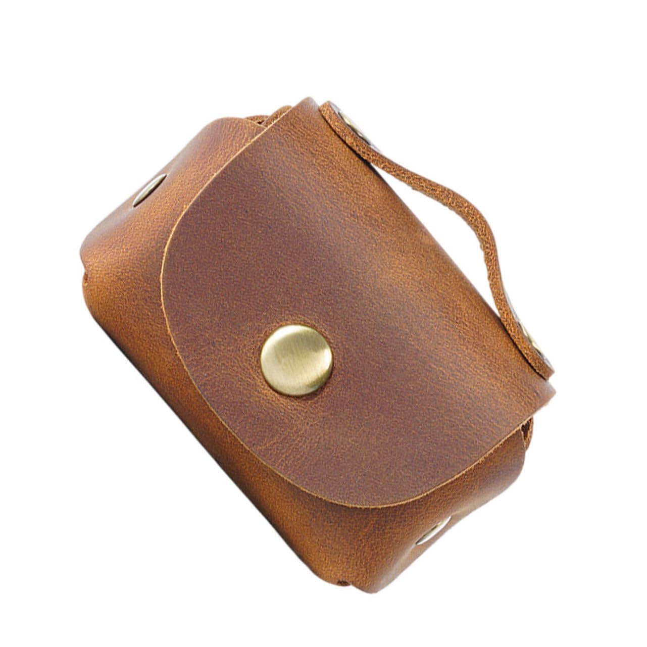 Key Case Flipside for Men Key Storage Case Key Storage Pouch Change Holder Business Card Holder Wallet Zippered Storage Bags Key Holder Case Keychain Brown