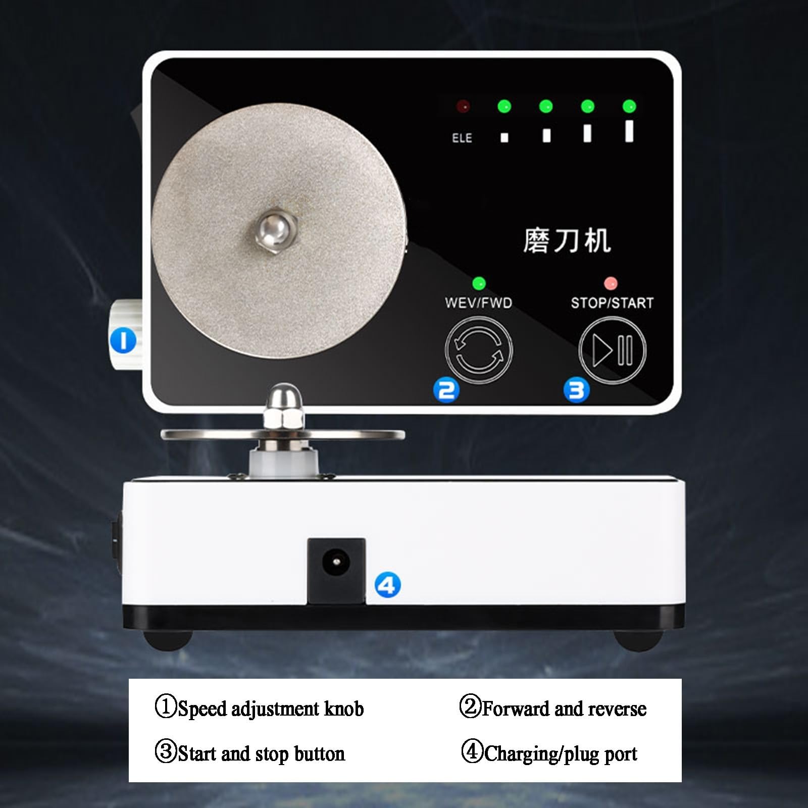 Afilador de cuchillos portátil para el hogar, máquina afiladora de tijeras con ajustable de 0-5000RPM, herramienta pulidora de cuchillas recargable, afilador eléctrico para chefs sastres