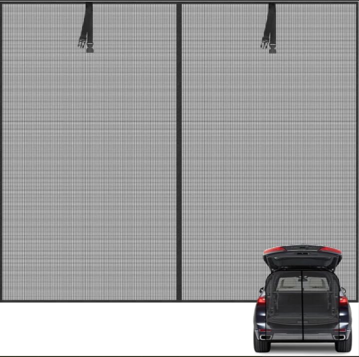 Yunova Fliegengitter für Camper Vans – Magnetisches Heckklappen Netz 180×150 cm – Mückenschutz & Sichtschutz aus Mesh für SUV/Van – Camping Zubehör faltbar & tragbar
