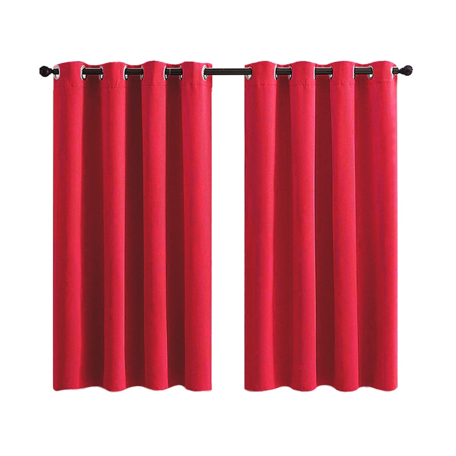 Lot de 2 Rideaux Occultants 168x228cm, Rideau Fenêtres Salon en Polyester Rouge, avec Oeillet