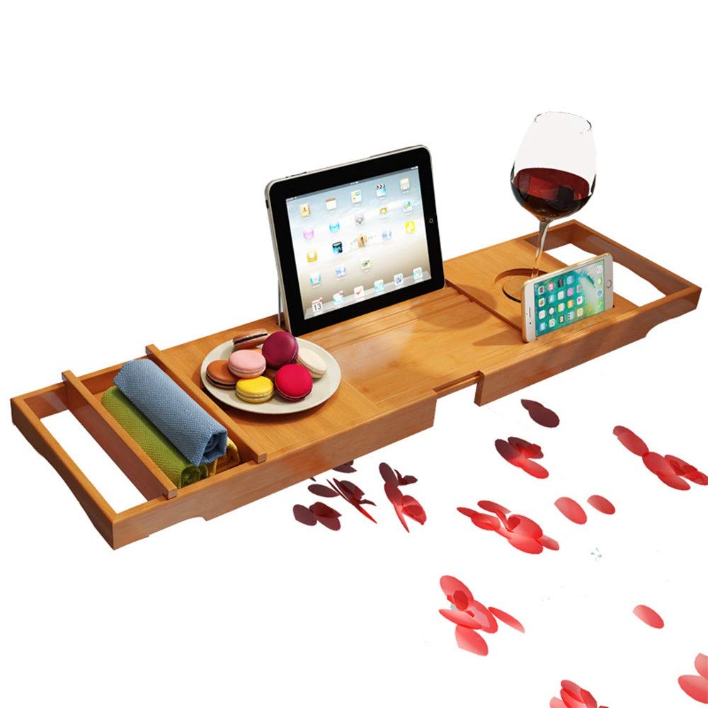 Bandeja Para Bañera Estante Para Bañera Bandeja Para Bañera De Bambú Con Lados Extensibles Tableta Para Libros Incorporada Soporte Para Copa De Vino Integrado Bandeja Para Bañera Phtray/Marrón/73