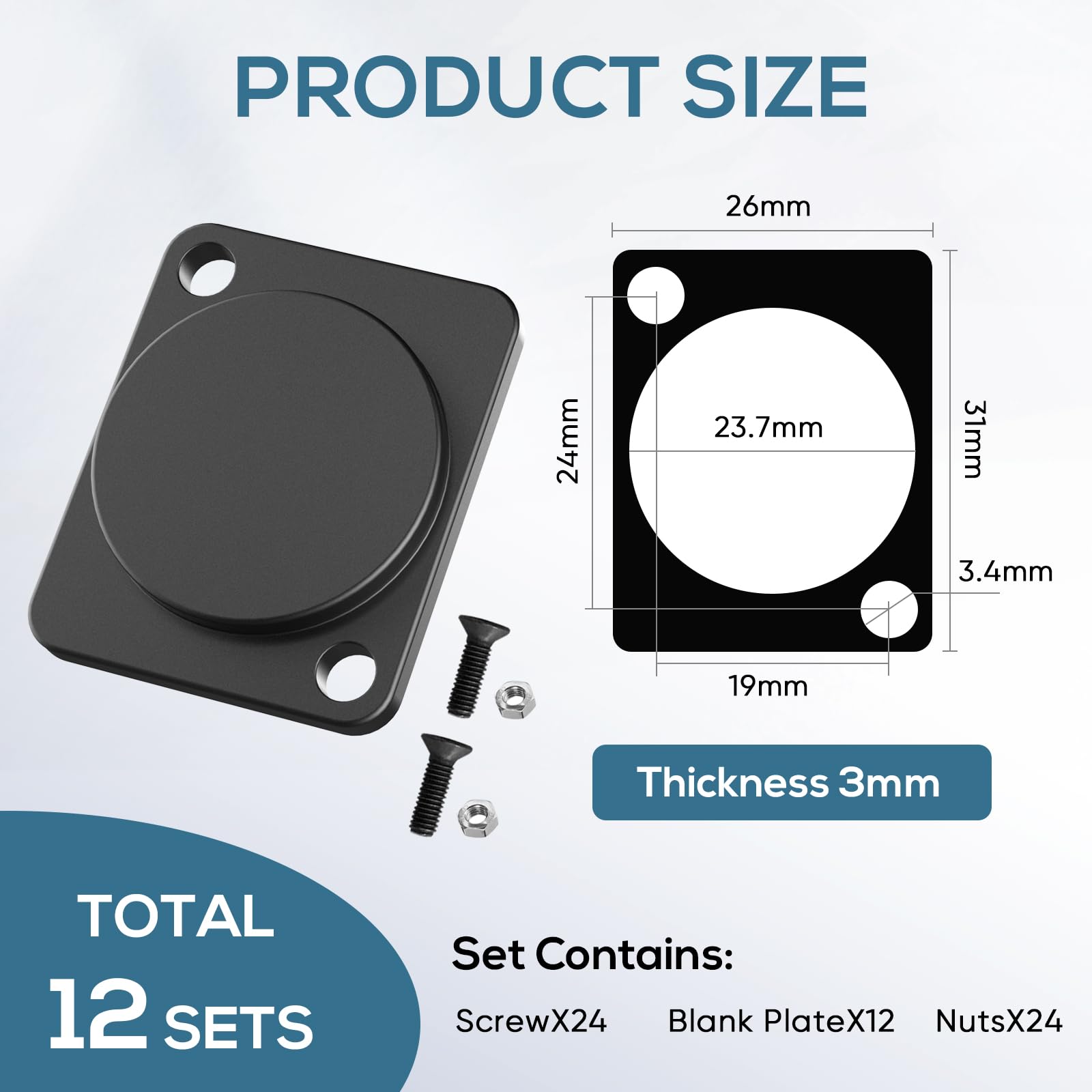 YQMRCZRF 12 Pack Panel-Mount Blank Plate?D-Series Metal Rack Mount Plate for Chassis Connectors and XLR Connectors