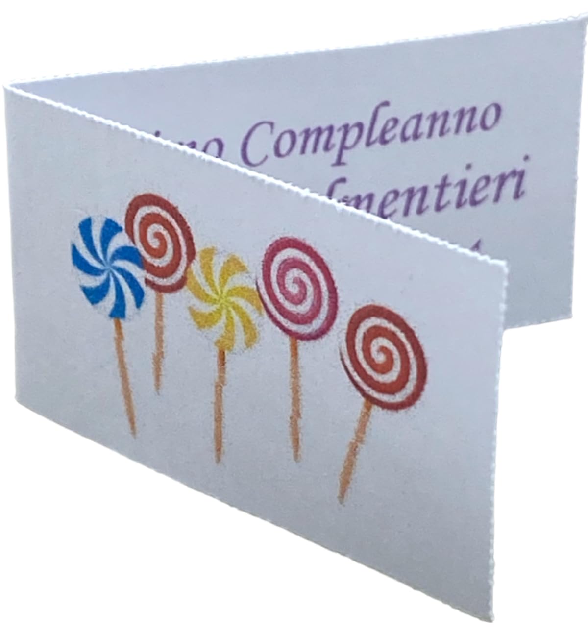 LE GEMME DI VENEZIA Bigliettini Bomboniera Compleanno con Immagine Lecca Lecca Stampa Personalizzata a Colori in Omaggio (Pezzi 200)