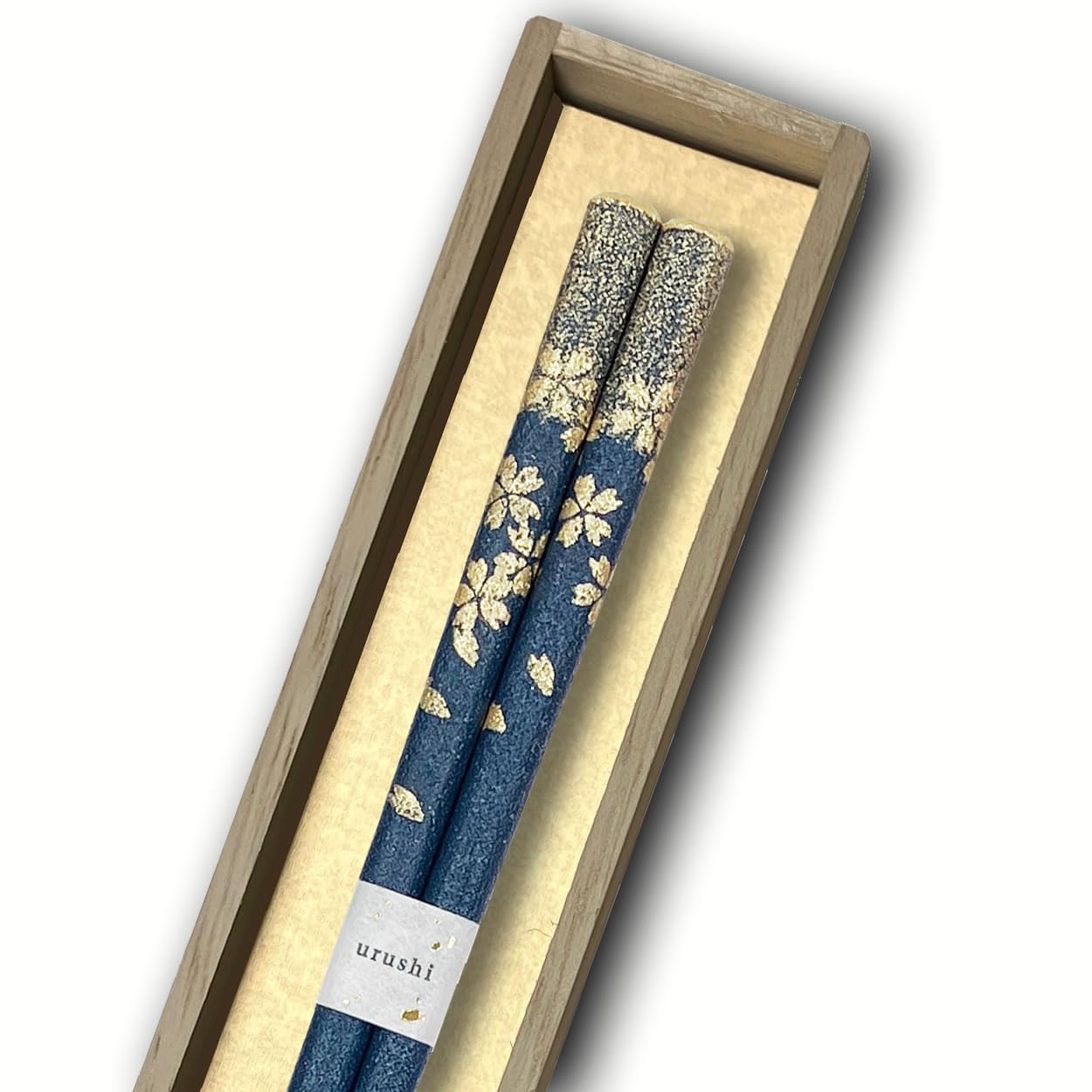 Wajima Urushi Chopsticks Sakura Fubuki Blue Dry Lacquer 8.9in Paulownia Box
