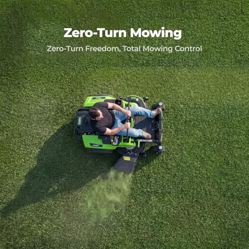 Image of NovorikX 60V 42'' Cordless Electric Riding Lawn Mower, Zero Turn Lawn Mower with 4 * 10AH Batteries and Plug in Charger for Large Yard