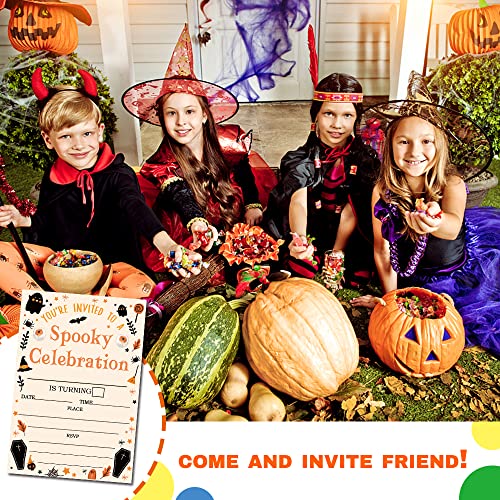 Deluxe Halloween Or Costume Party Invitations, 25 Fill-In Cards With Envelopes, Pumpkin, Ghost, Monster, Cute Trick Or Treat, Box Or Treat For Kids Birthday Or Adult Party - 4"X6" (Jrm346) #TOP4
