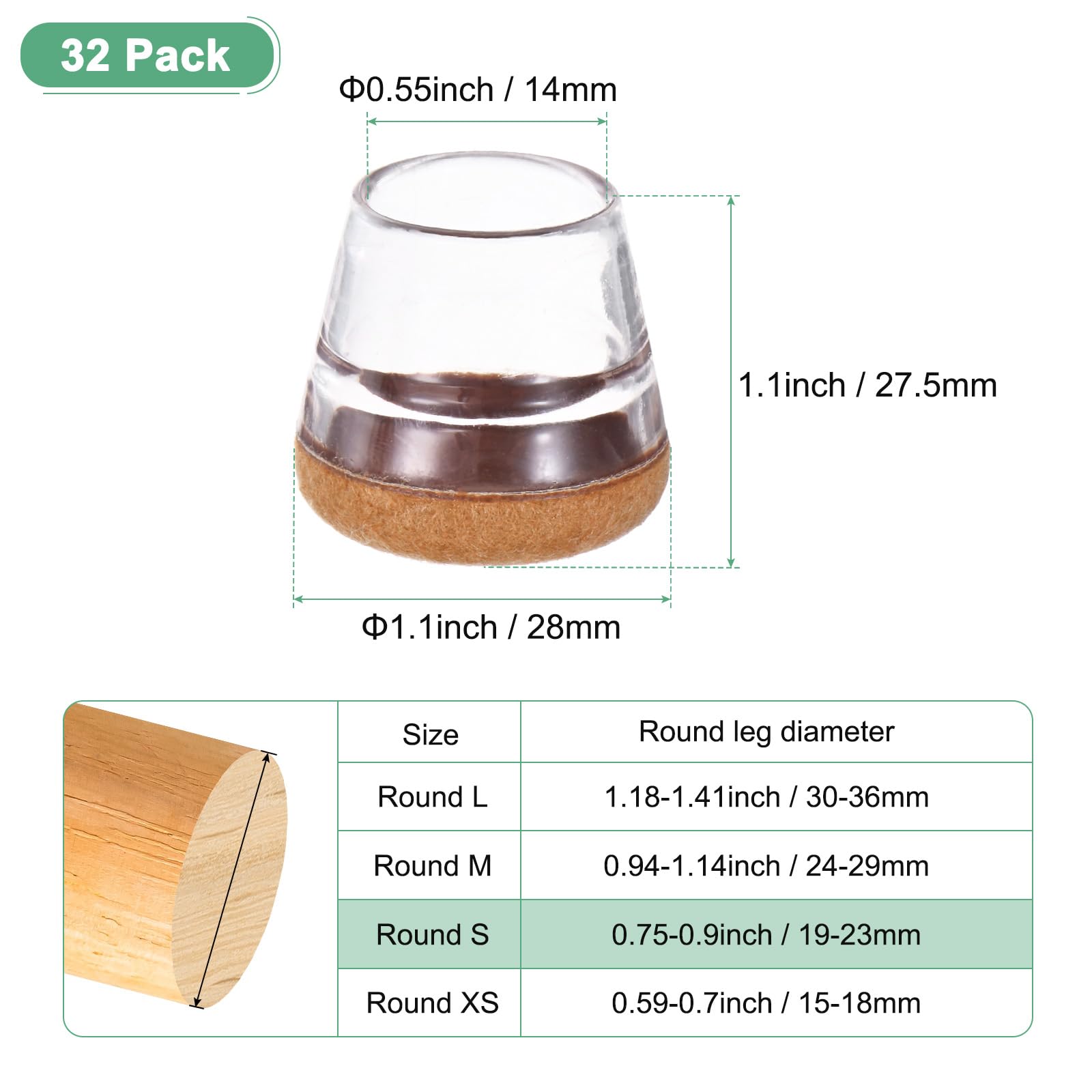 M METERXITY 32-Pack Chair Leg Floor Protectors - Image 3