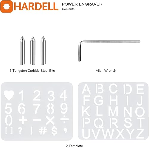 Miniatura 8 de Herramienta grabadora de 24 W para metal bolígrafo de grabado HARDELL con plantilla bolígrafo grabador de madera con 3 brocas de acero de carburo de