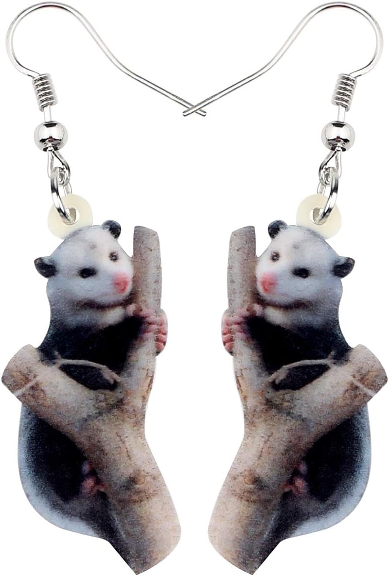 NEWEI Acrylic Quirky Possum Earrings Dangle Cute Opossum Jewelry Odd Gifts for Women