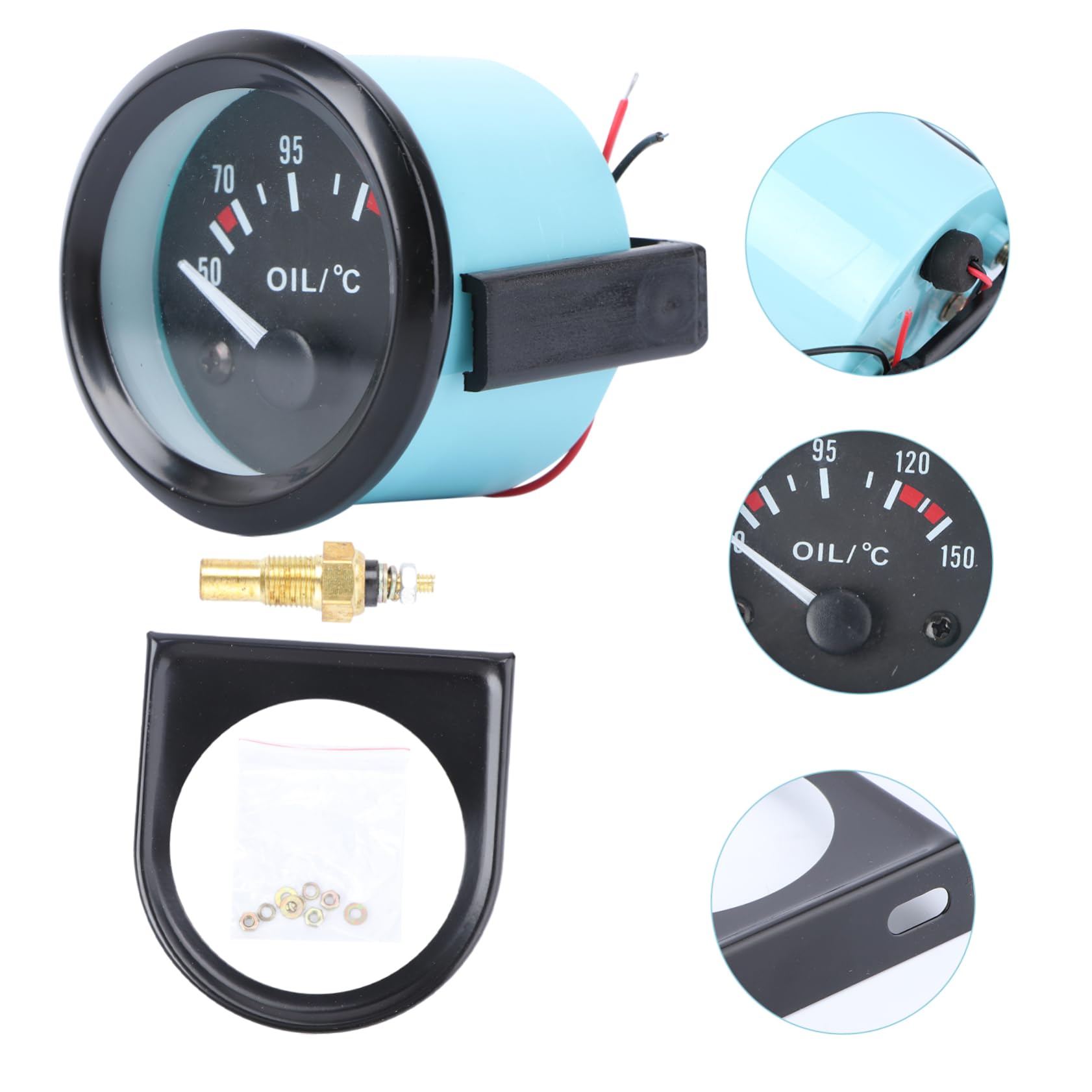 Gatuida 2piezas Medidor De Temperatura De Con Luz Led y Soporte Rango De Indicador De Temperatura Para Automóviles Diseño Negro