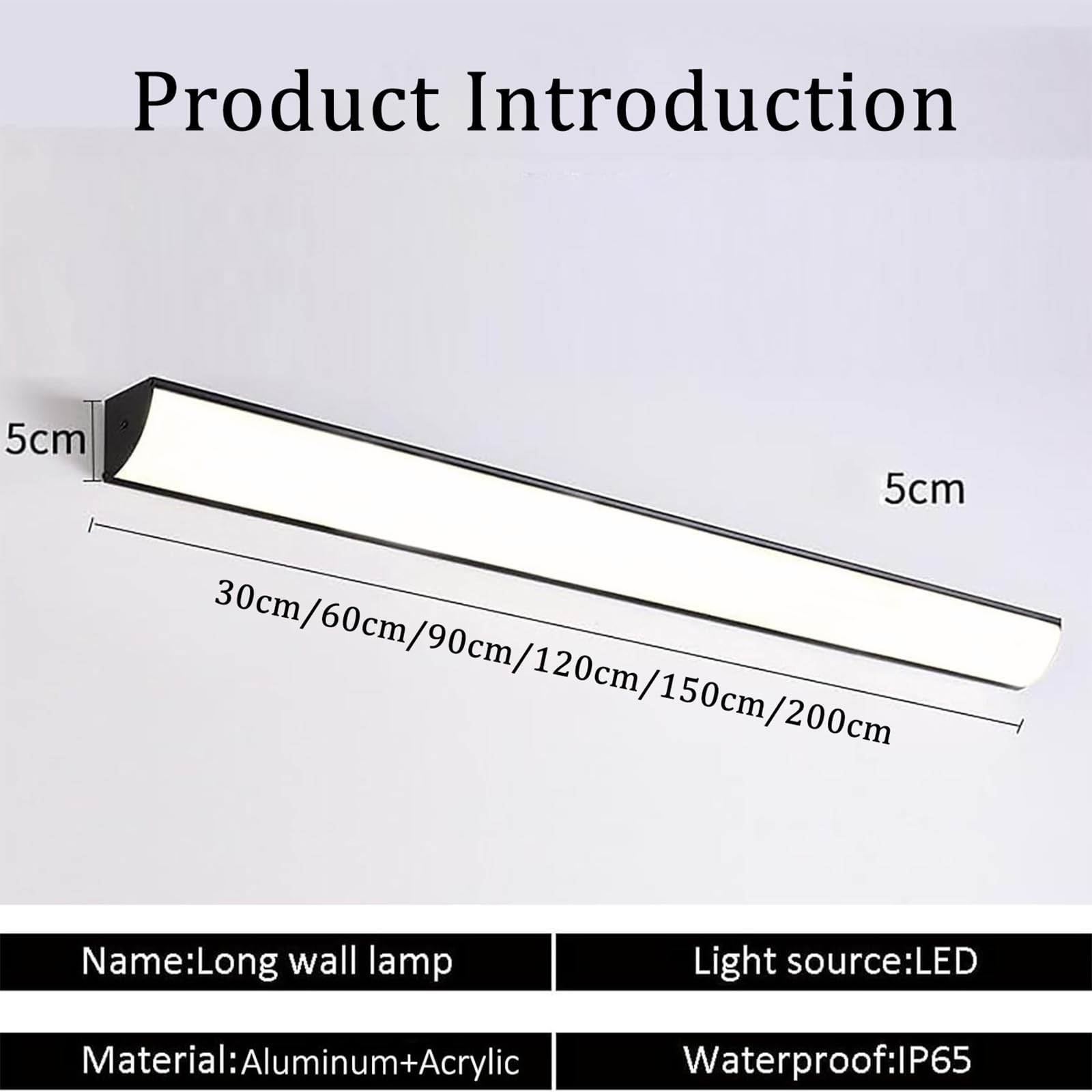LED Modern Außenwandleuchte IP65 Wasserdicht Dimmbare 3000K-6500K Wandleuchten mit Fernbedienung Innen/Aussen Acryl Gärten Wandbeleuchtung für Garage Treppe Villa Terrasse (Schwarz,150cm)