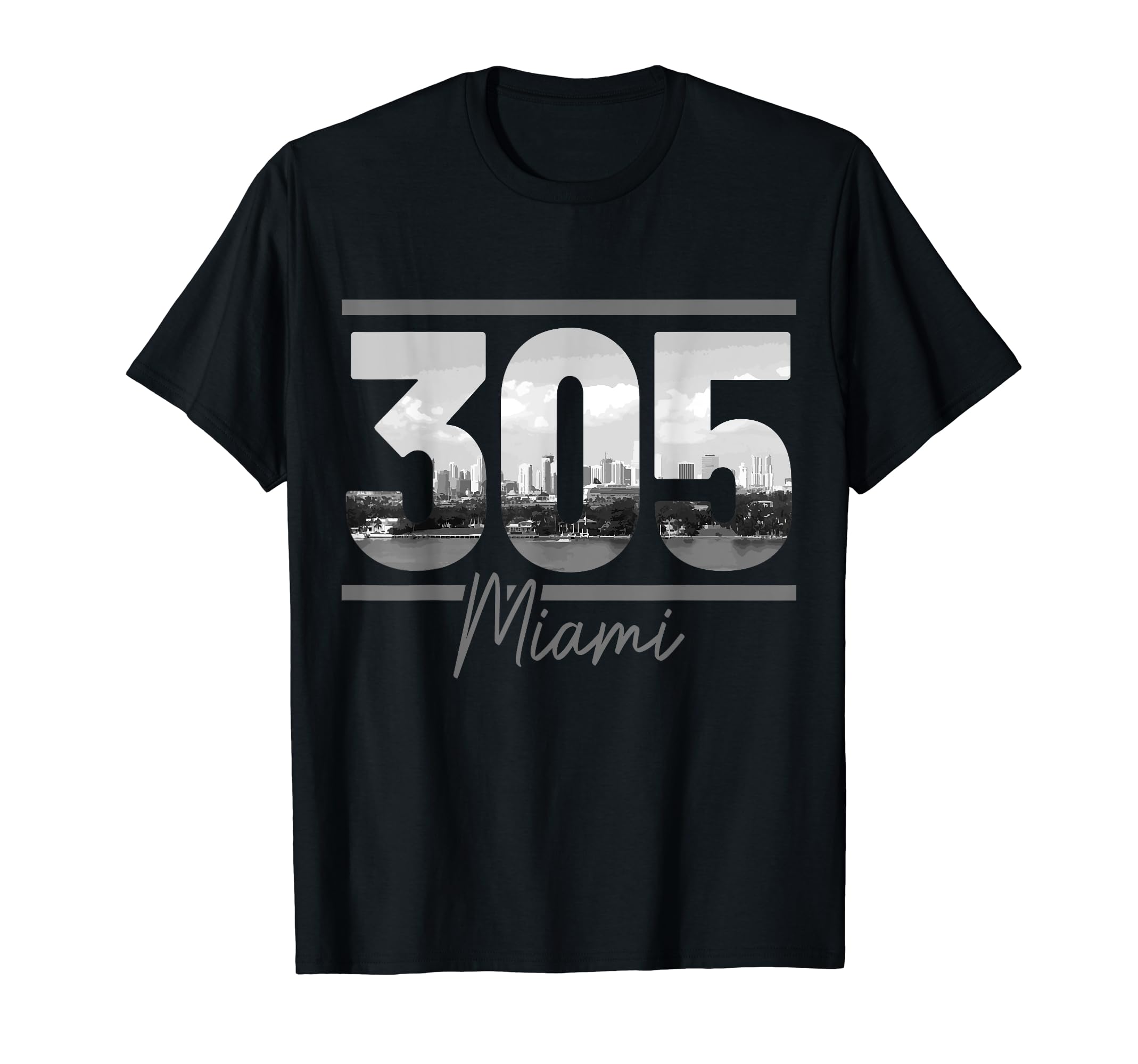 Miami 305 Area Code - Florida Co.Miami 305 Area Code Skyline Florida Vintage T-ShirtOEKO-TEX STANDARD 100